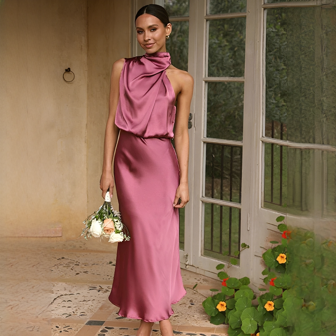 Juliana - Vestido de Moda sin Mangas con Cuello Halter