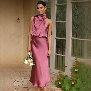 Juliana - Vestido de Moda sin Mangas con Cuello Halter