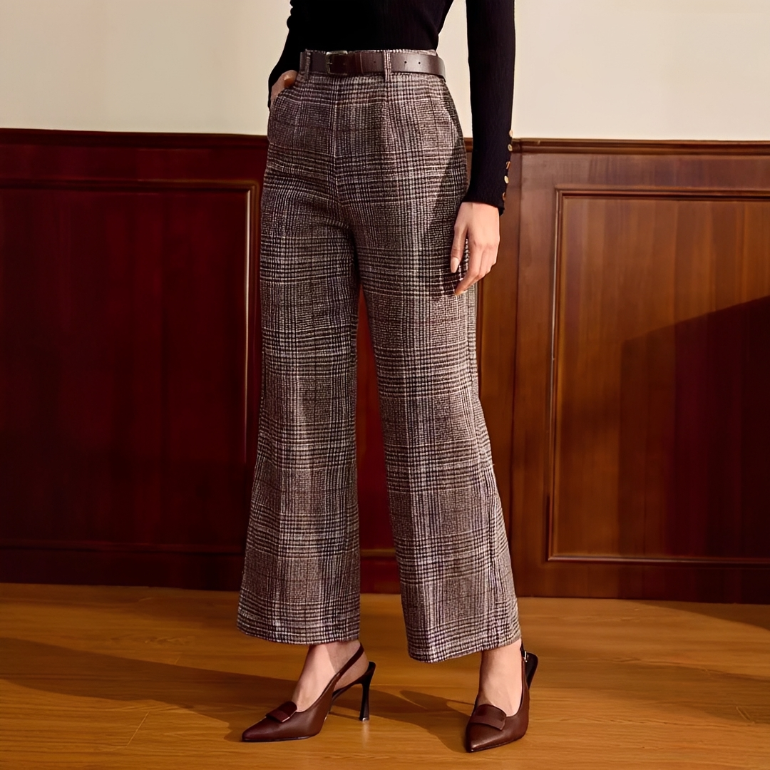 Christabel - Pantalones de Cuadros de Tiro Alto