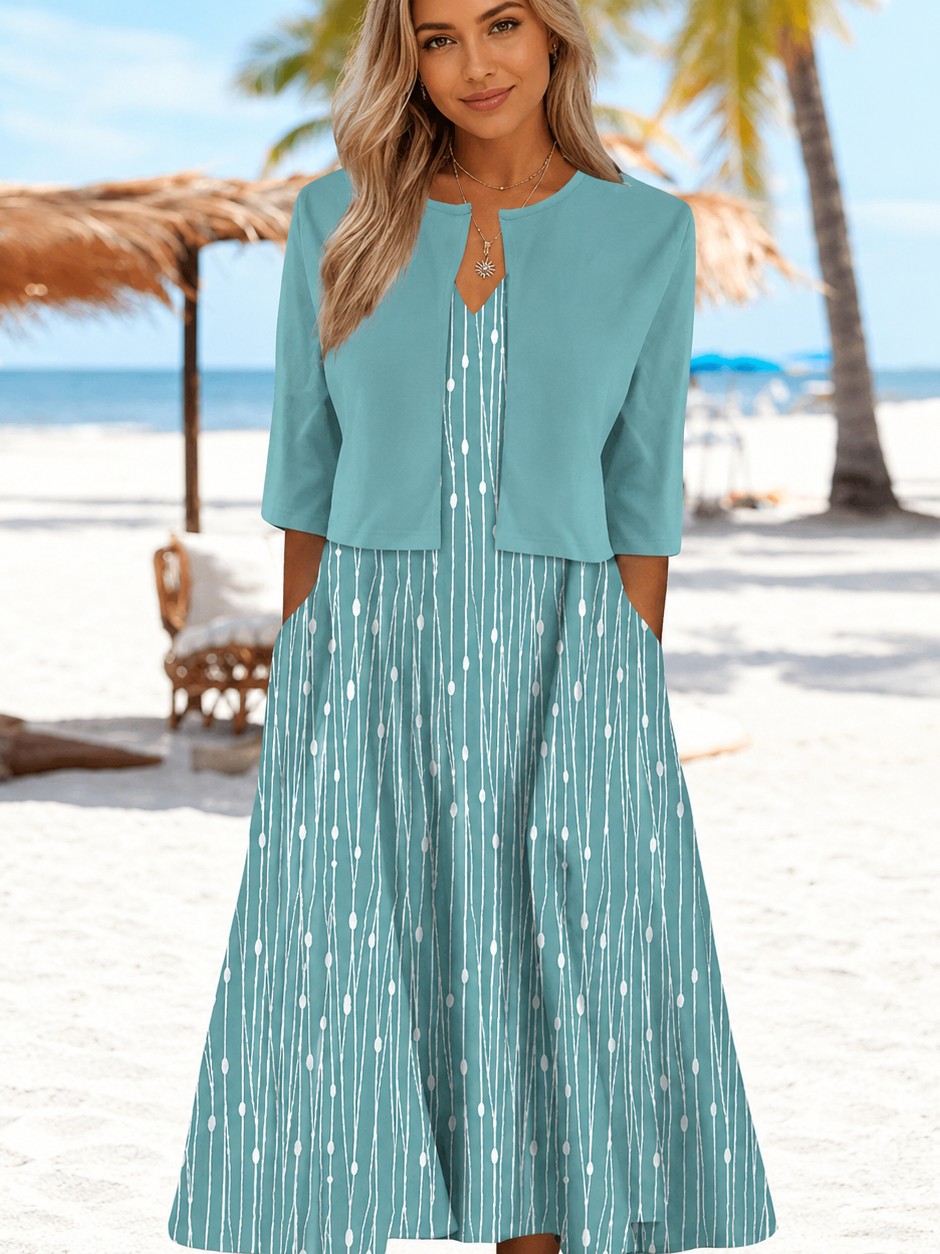 Waneesa - Vestido Midi Elegante de Dos Piezas