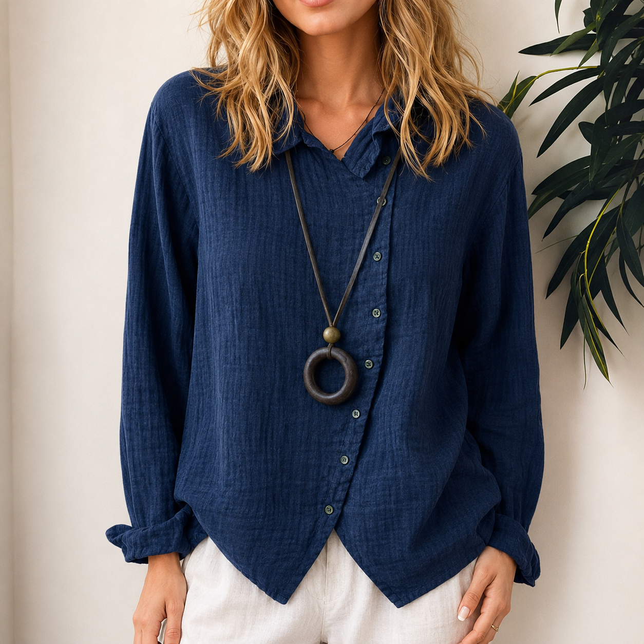 Razieh - Blusa Casual con Botones