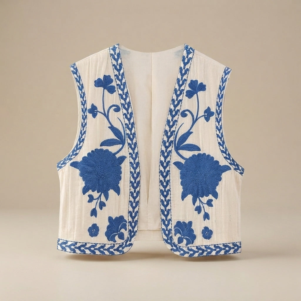 Mahya - Chaleco Vintage Bordado con Flores
