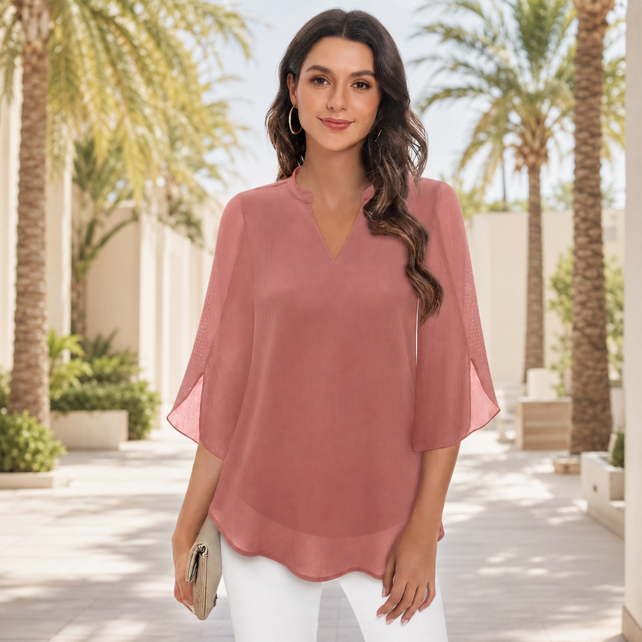 Arsine - Blusa Elegante de Corte Suelto con Cuello en V