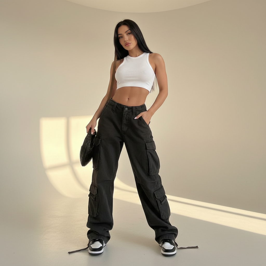 Kamley - Pantalones Cargo de Corte Suelto y Estiloso