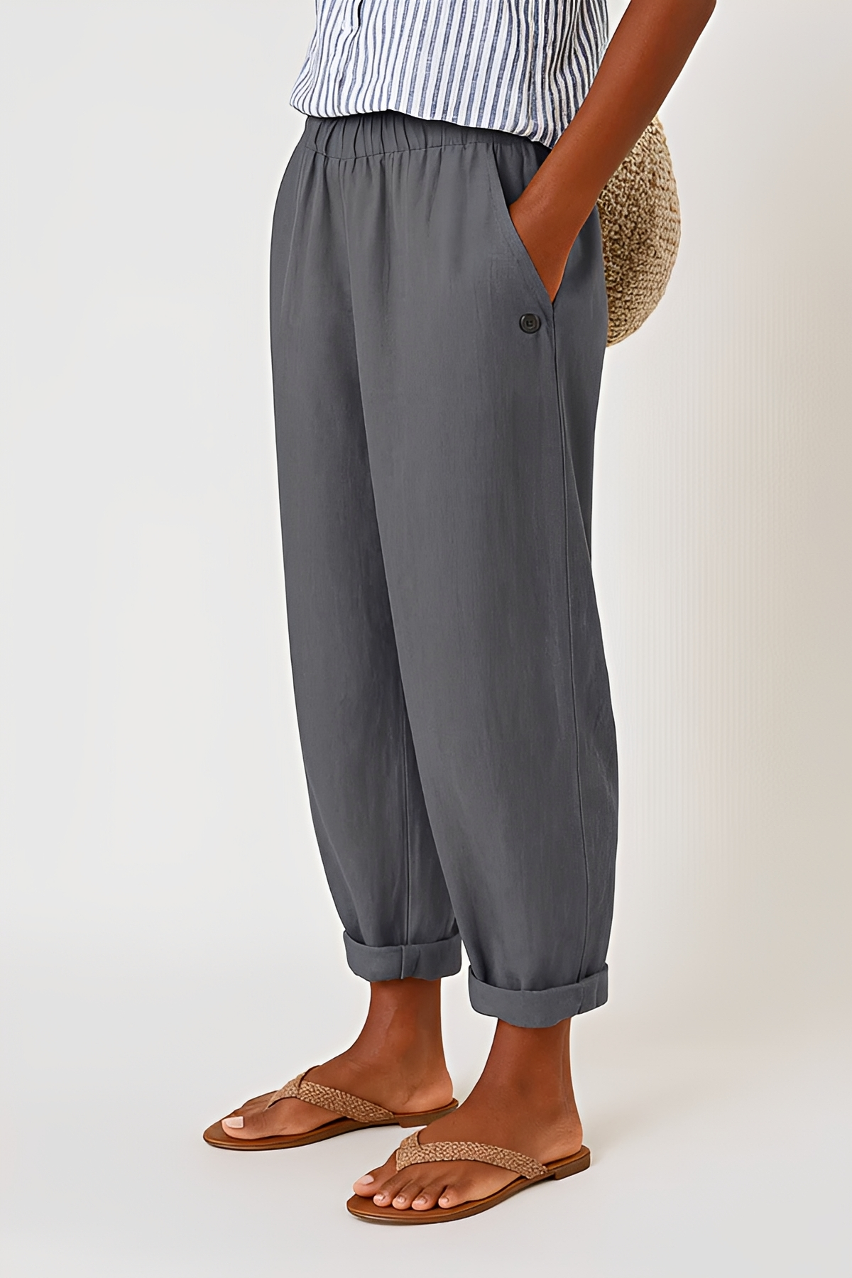 Yunie - Pantalones Casuales con Cintura Elástica