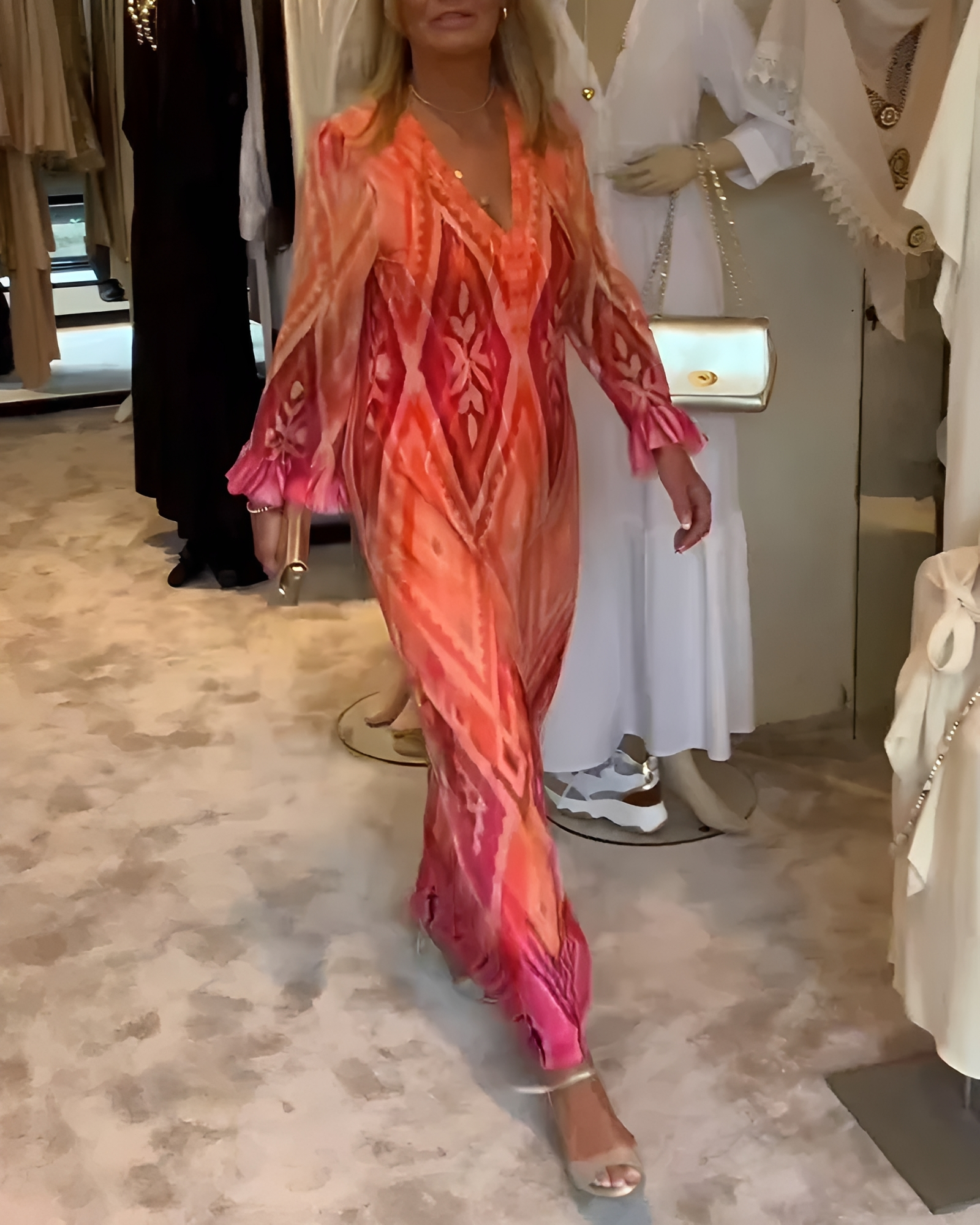 Glynnis - Vestido Maxi de Manga Larga Elegante