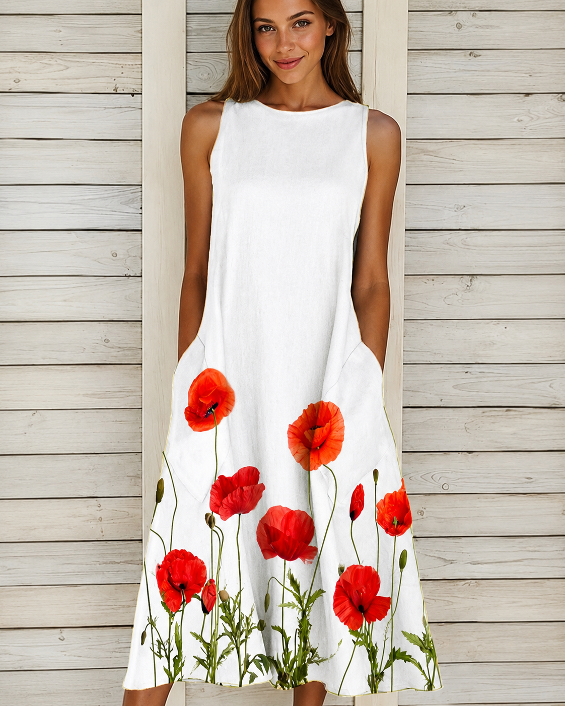 Denique - Vestido Vintage Flowy de Largo Medio