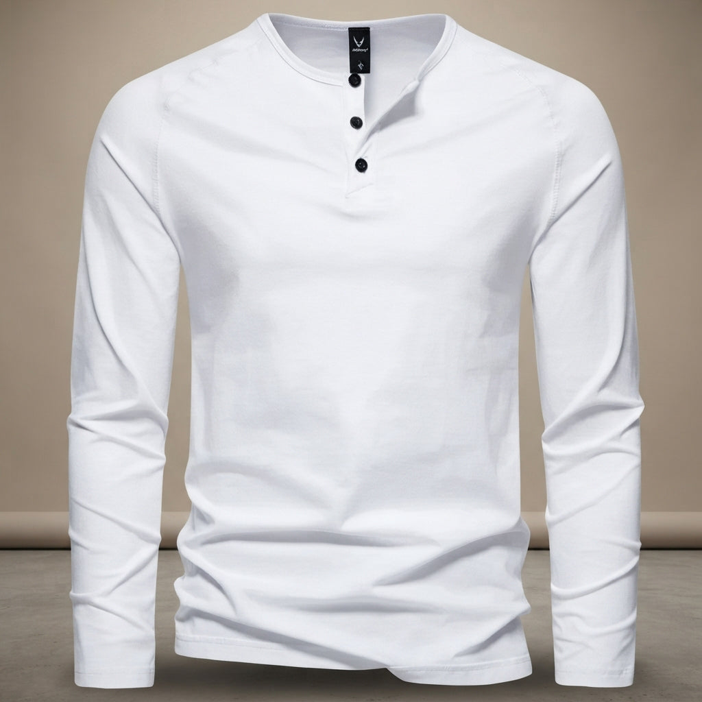 Keyhan - Camiseta Henley de Estilo Clásico
