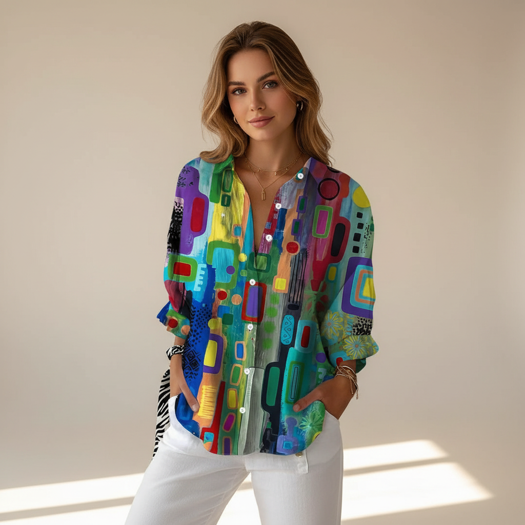 Naeryn - Camisa Estampada con Botones Estilosa
