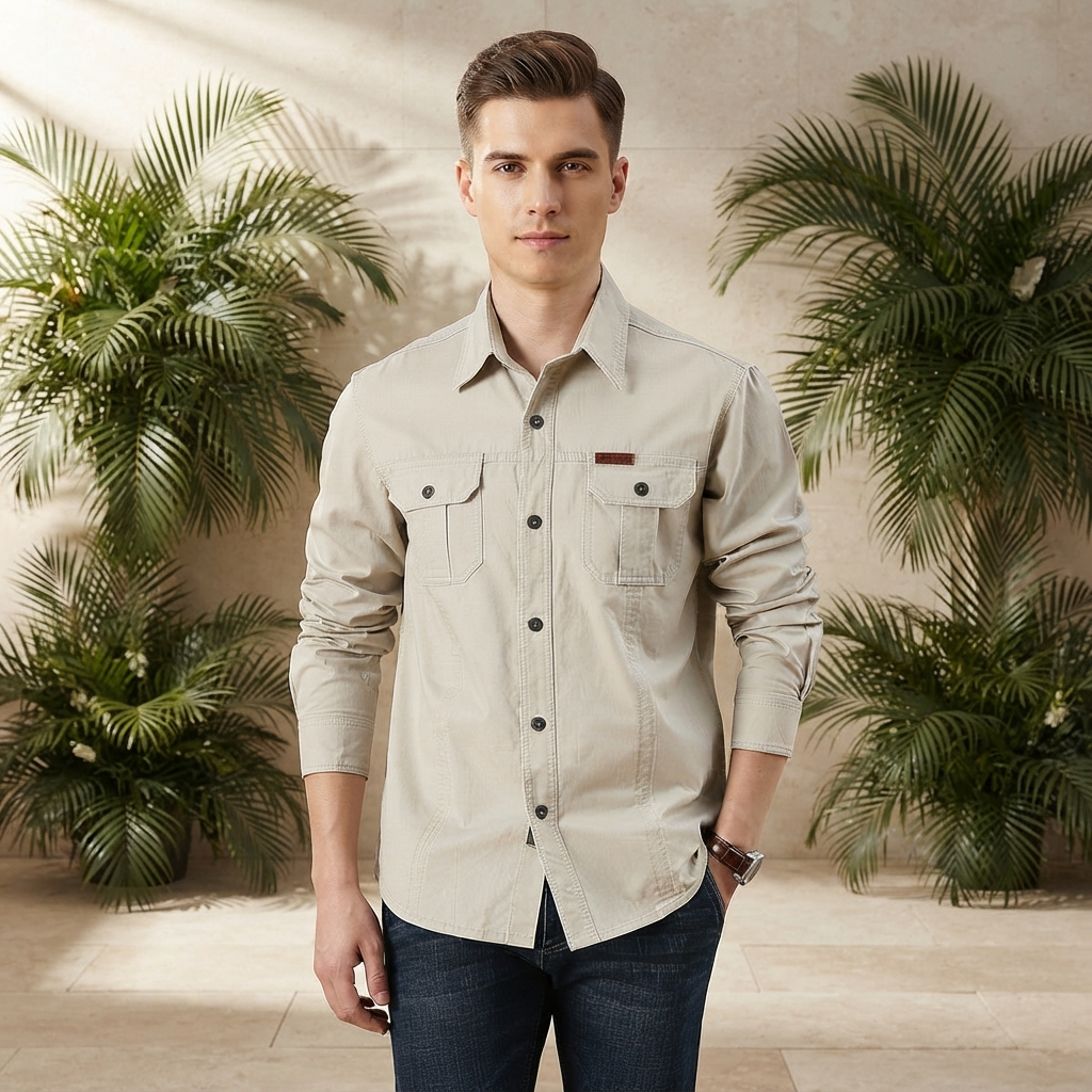 Hayden - Camisa Cargo de Manga Larga con Múltiples Bolsillos