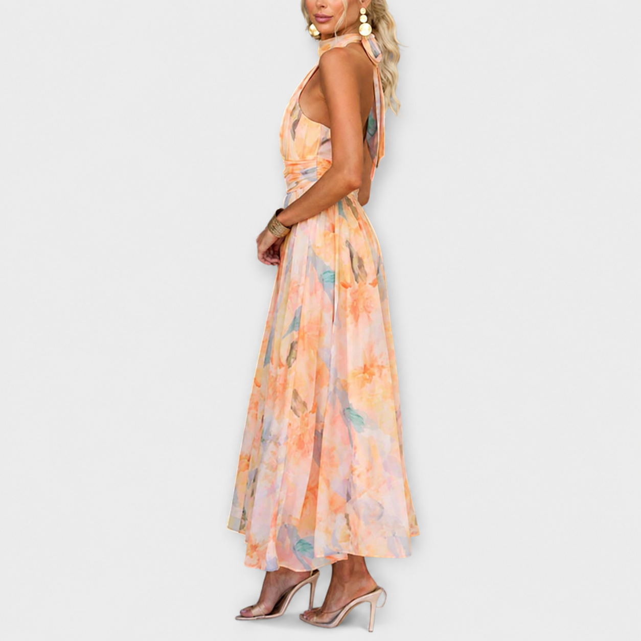 Elettra - Vestido Elegante y Fluido sin Espalda