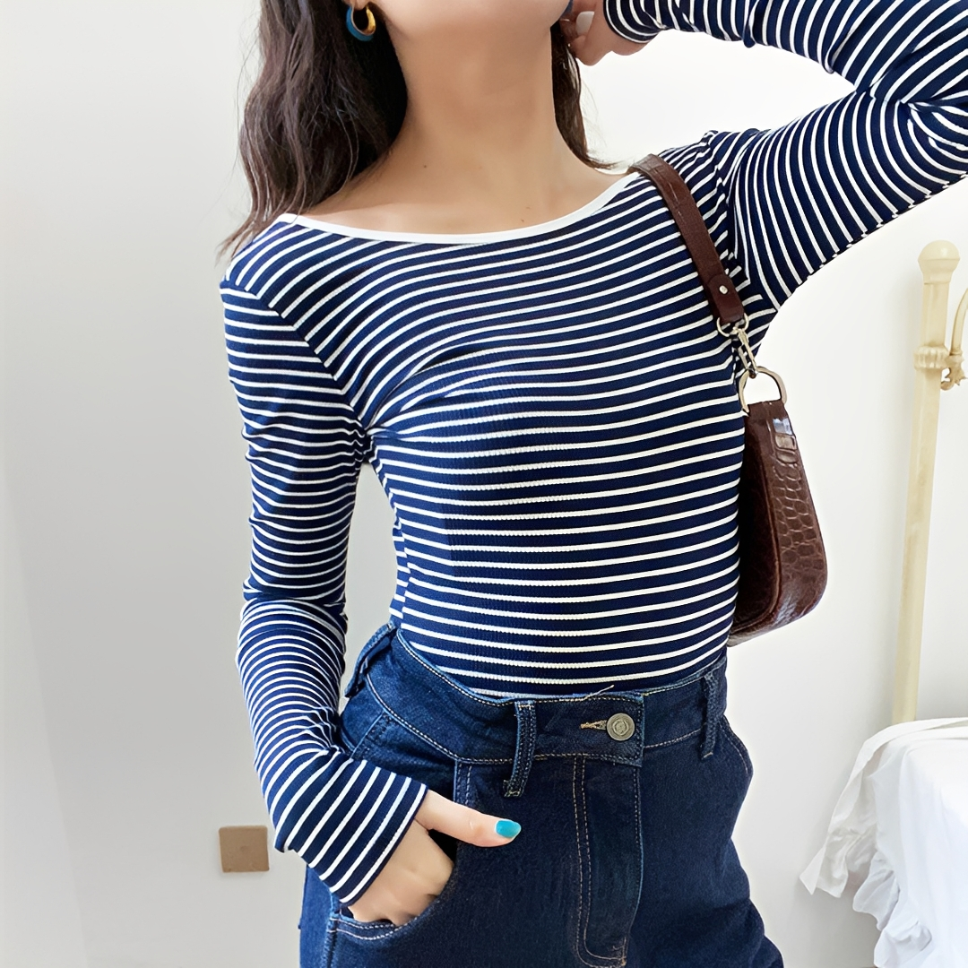 Michaila - Body con Mangas Largas a Rayas