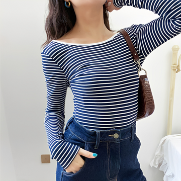 Michaila - Body con Mangas Largas a Rayas