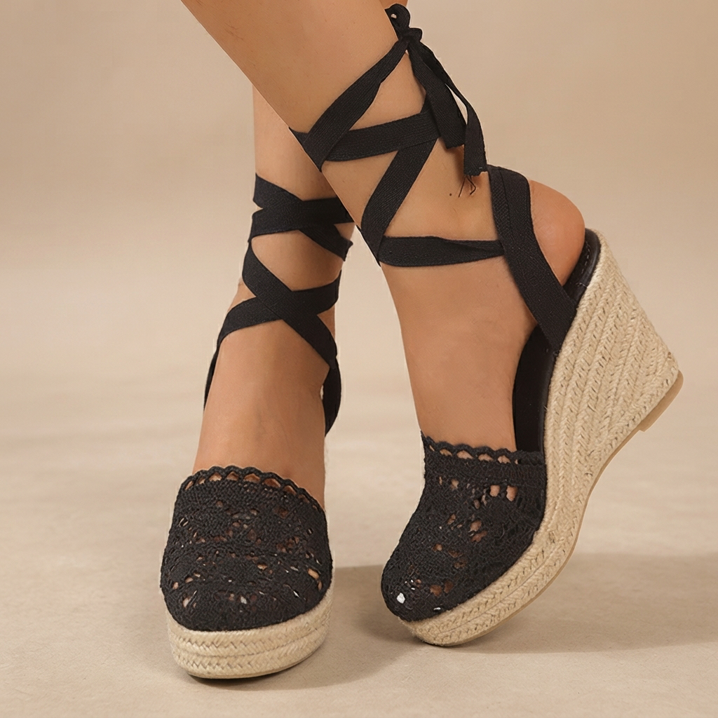 Jeanede - Sandalias Elegantes de Plataforma con Cordones