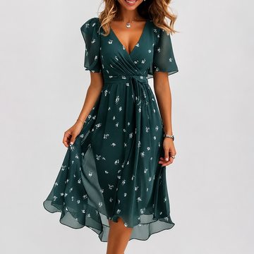 Luella - Vestido Midi Fluido con Cuello en V