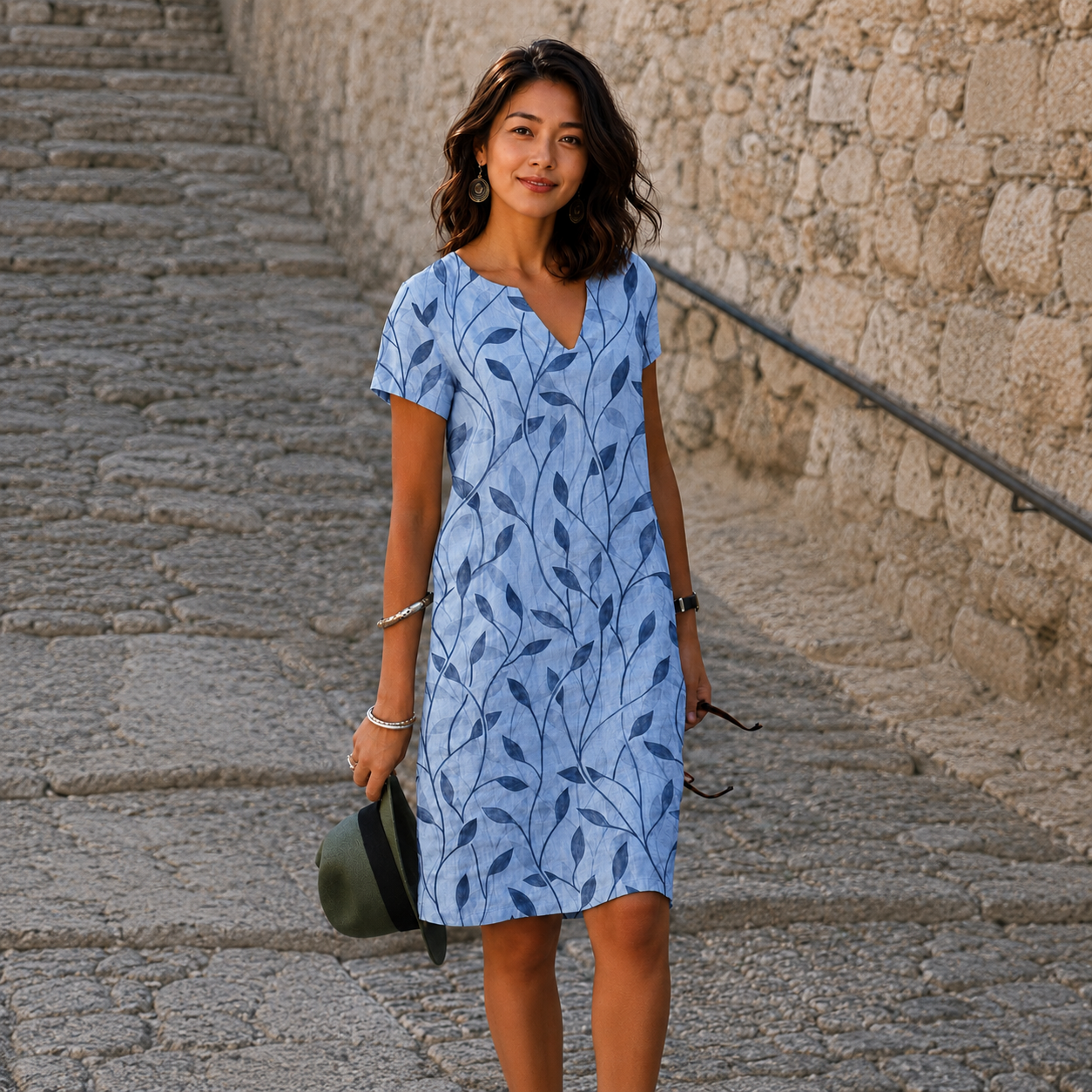 Josette - Vestido Midi Casual con Cuello en V