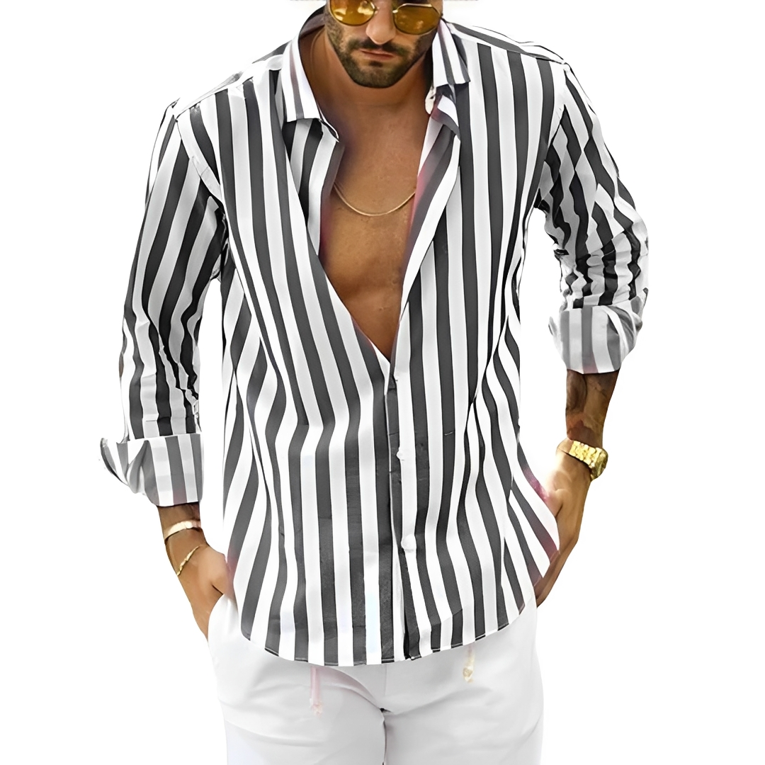 Roldan - Camisa de verano con rayas para hombre