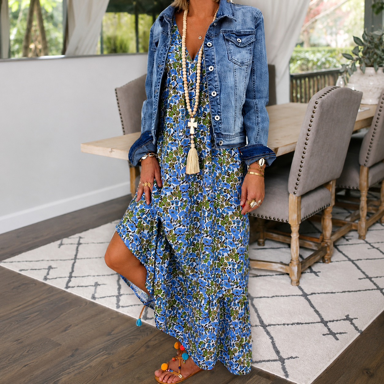 Shalisha - Vestido Bohemio Elegante con Cuello en V