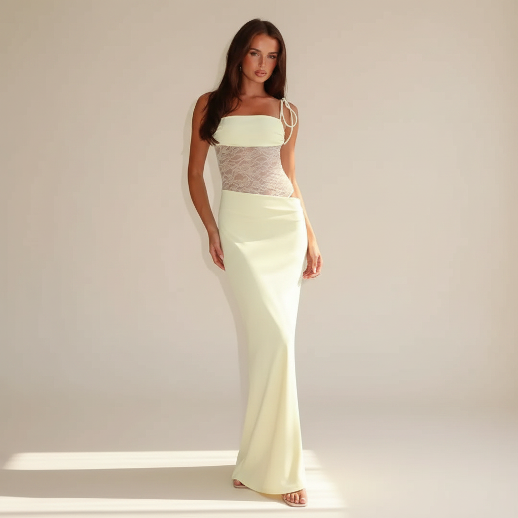Darlaine - Vestido Maxi Elegante con Tirantes de Encaje