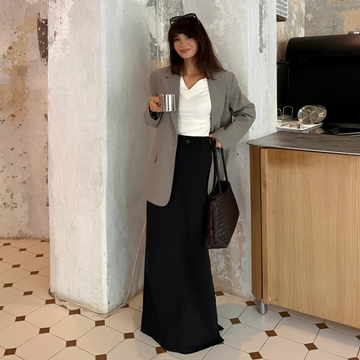 Noelle - Falda Maxi Básica con Botones