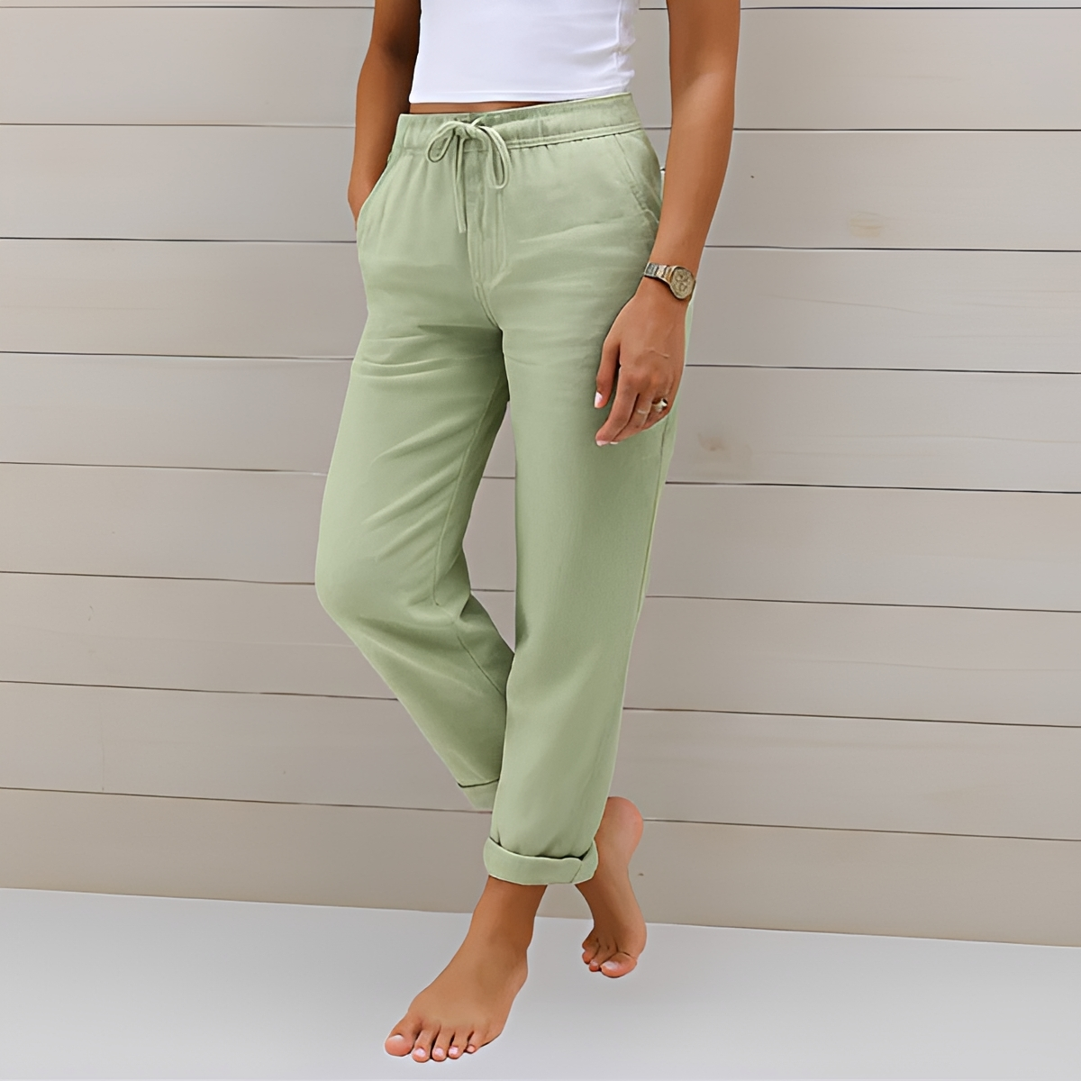 Audrey - Pantalones Casuales con Cordón
