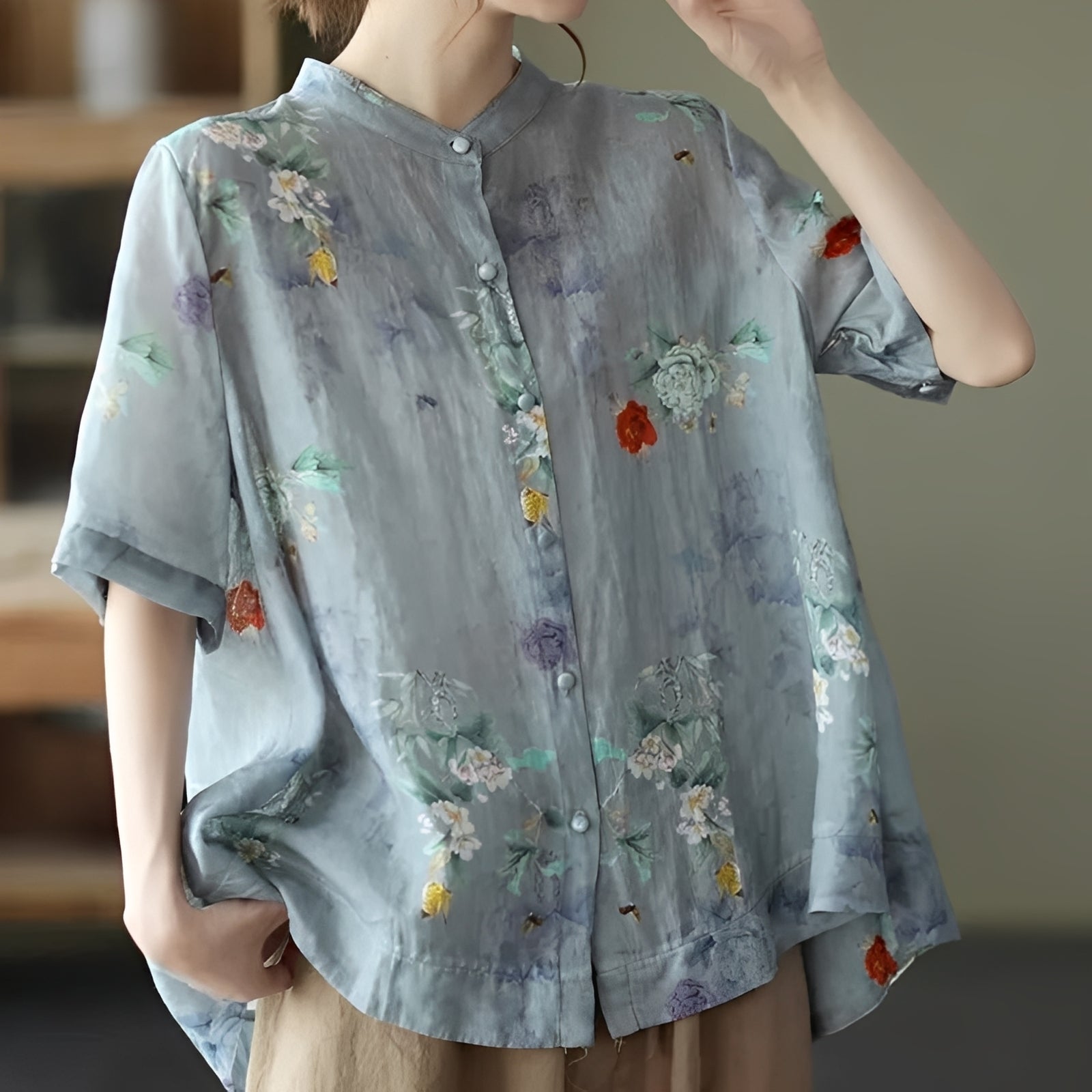 Alana - Blusa elegante con mangas a media para damas