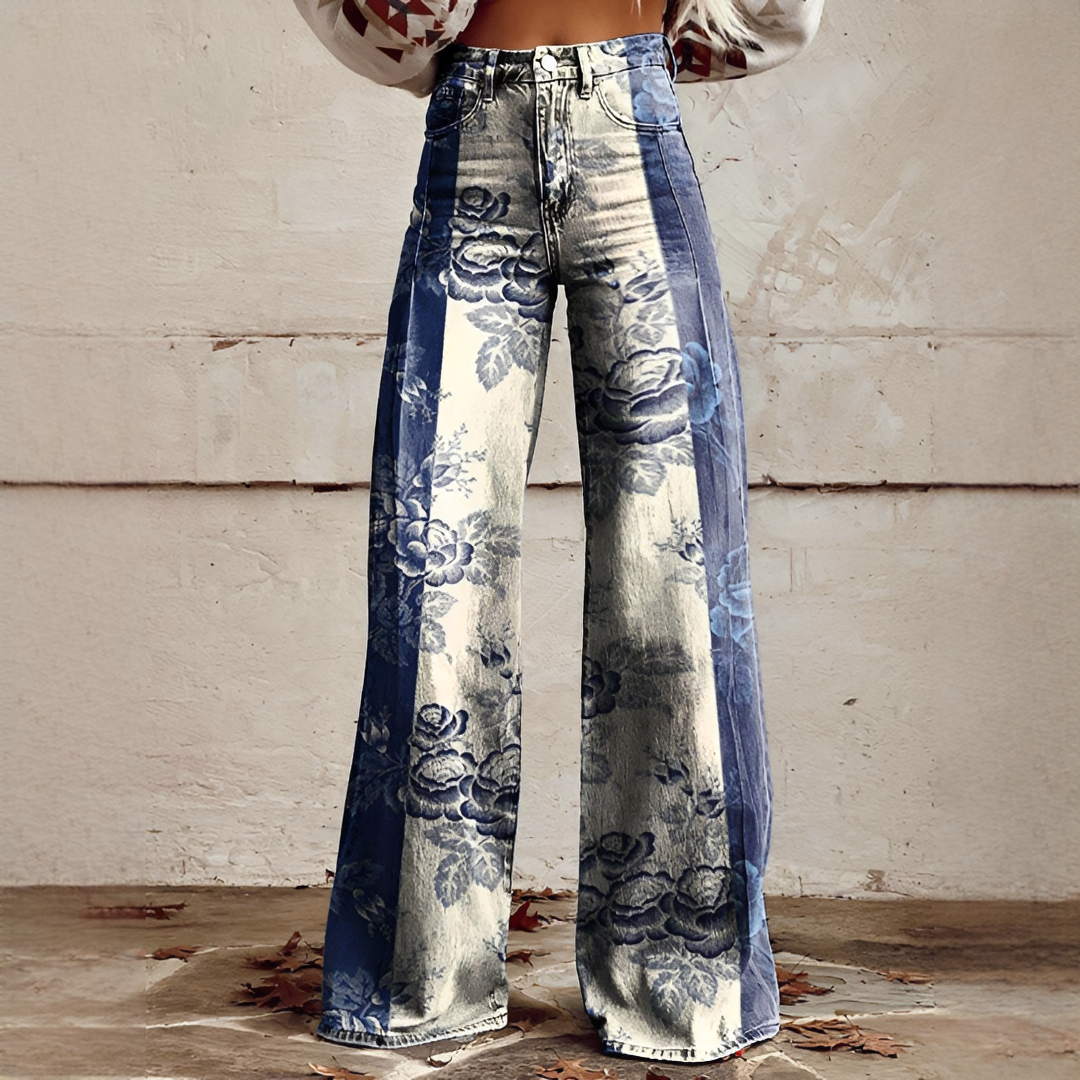 Shelley - Jeans Casuales de Pierna Ancha Estampados