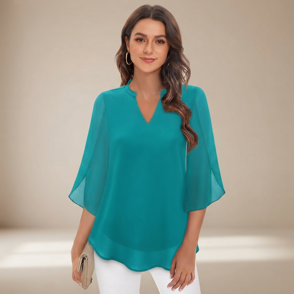 Arsine - Blusa Elegante de Corte Suelto con Cuello en V