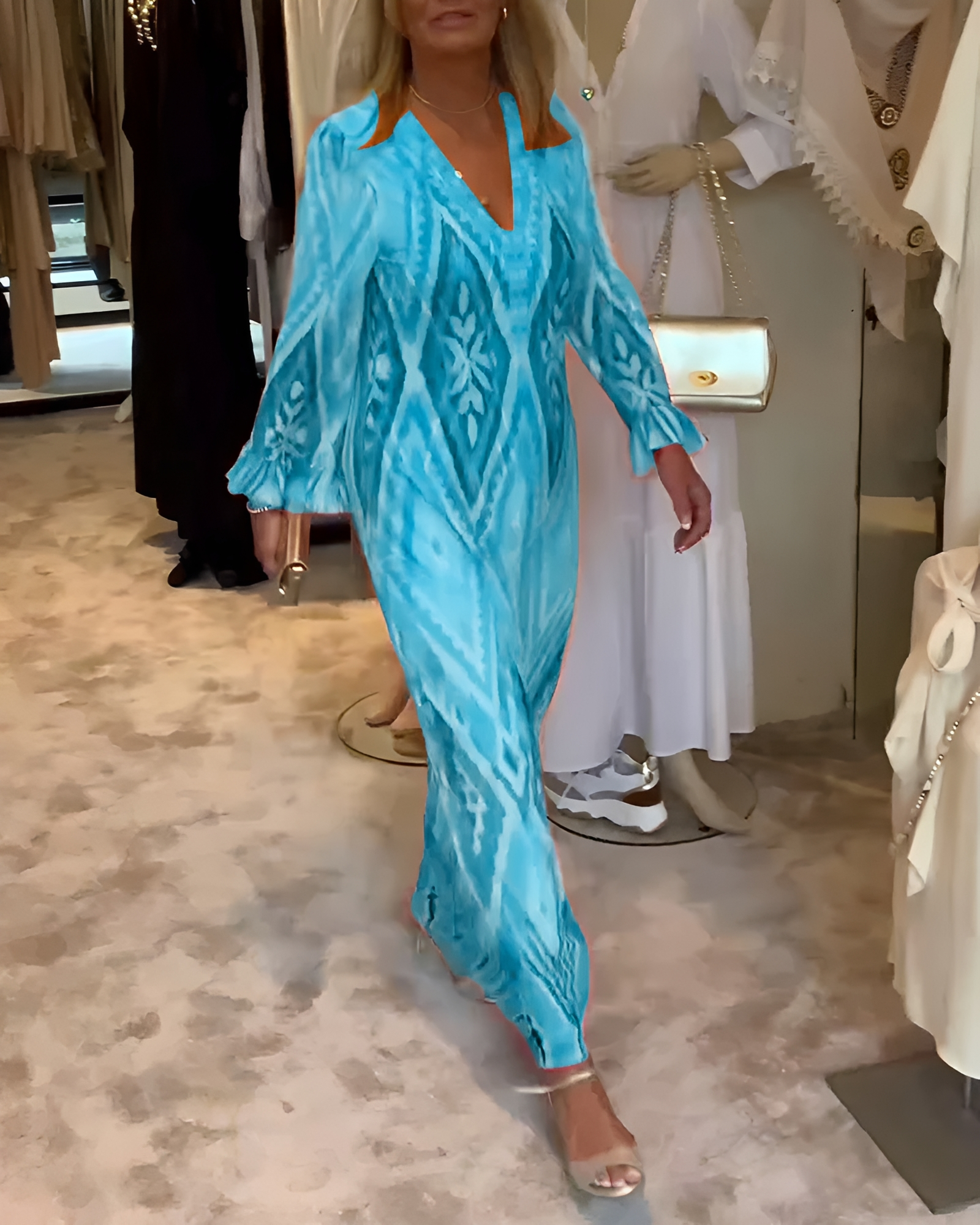Glynnis - Vestido Maxi de Manga Larga Elegante