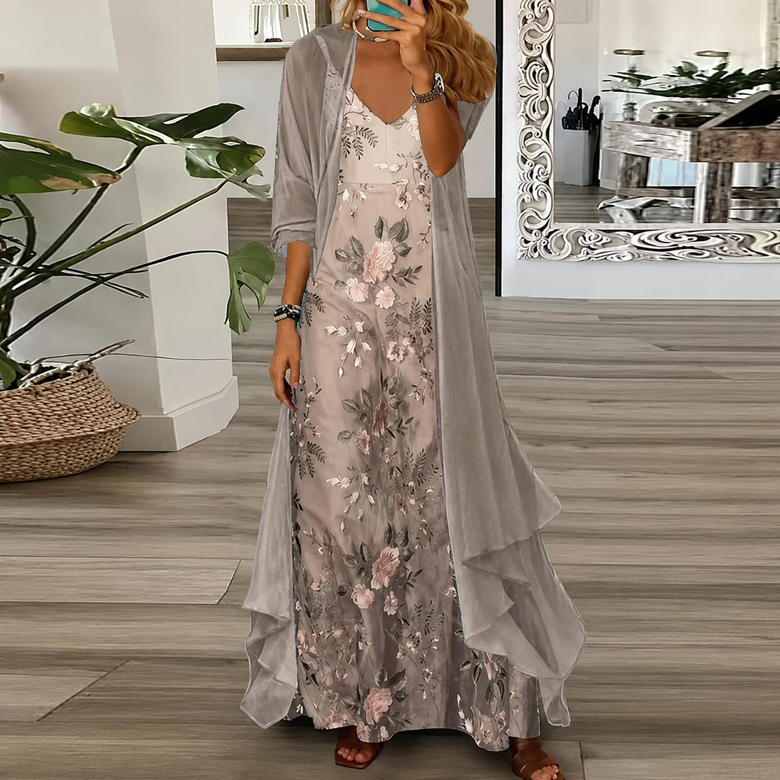 Derivia - Elegante Vestido Maxi de Dos Piezas