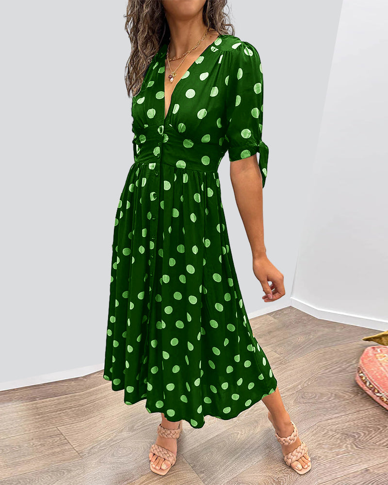 Penelope - Vestido midi para dama con estampado de puntos