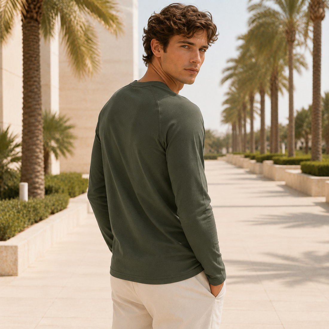 Keyhan - Camiseta Henley de Estilo Clásico