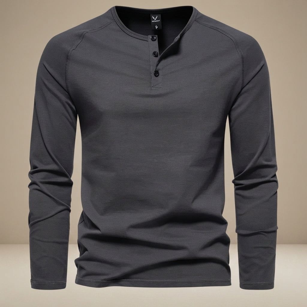 Keyhan - Camiseta Henley de Estilo Clásico