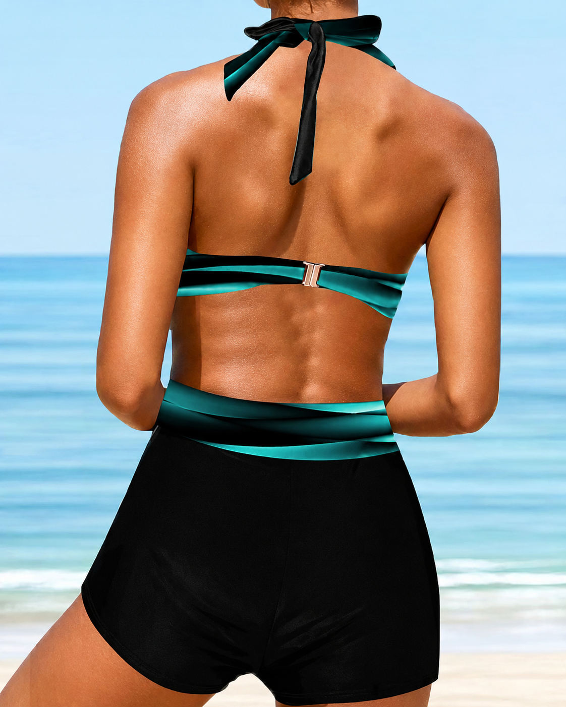 Liyshisha - Conjunto de Bikini con Cuello Halter Cruzado