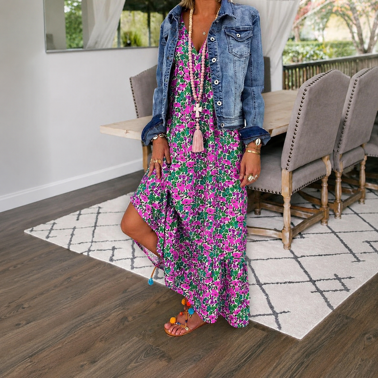 Shalisha - Vestido Bohemio Elegante con Cuello en V