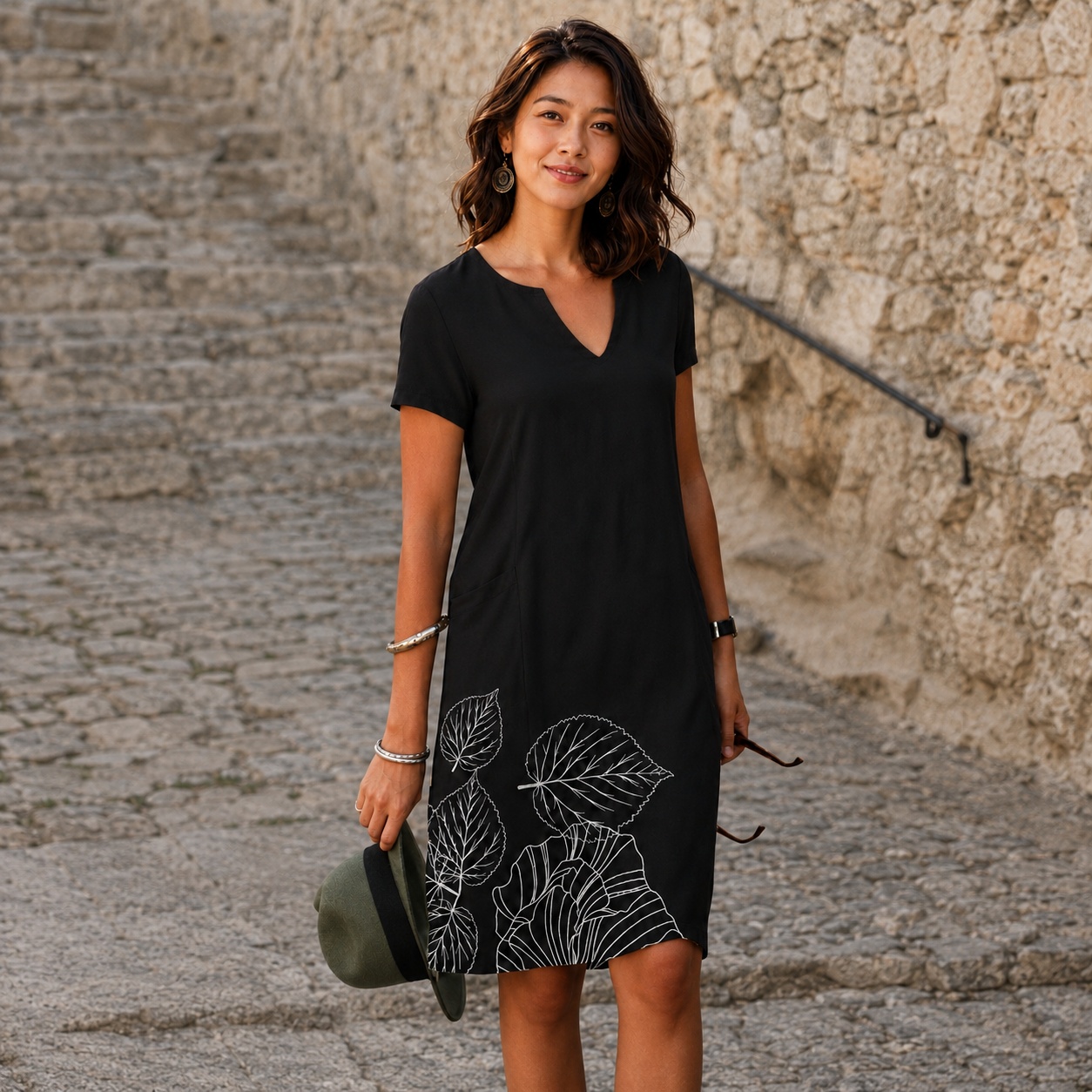 Josette - Vestido Midi Casual con Cuello en V