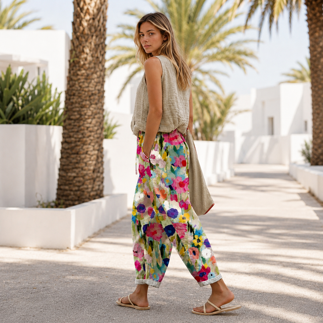 Kheyri - Pantalones Ligeros con Estampado Floral