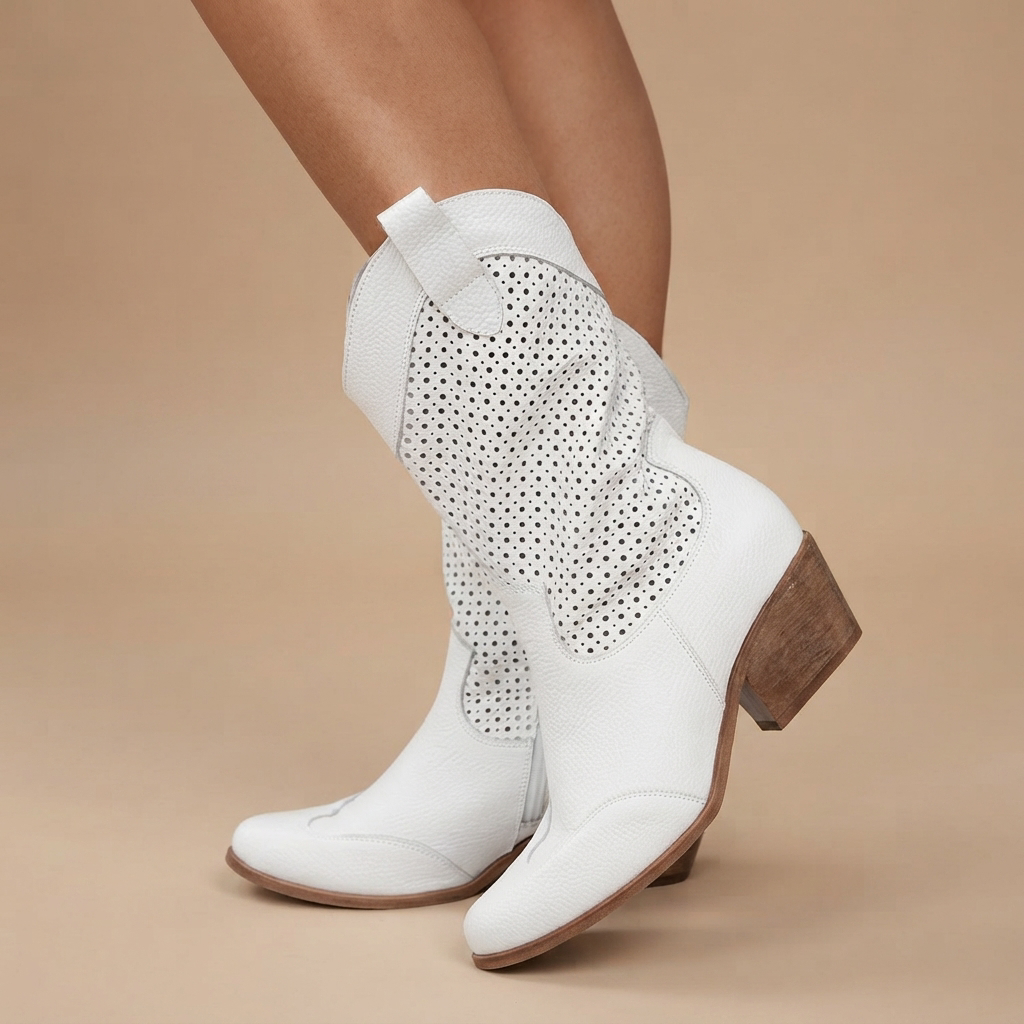 Jamie - Botas de Tacón con Costuras Bordadas
