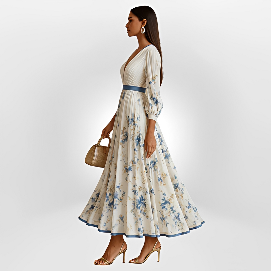 Klarise - Vestido Elegante de Cuello en V Cruzado