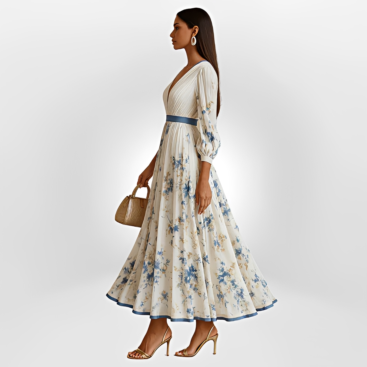 Klarise - Vestido Elegante de Cuello en V Cruzado