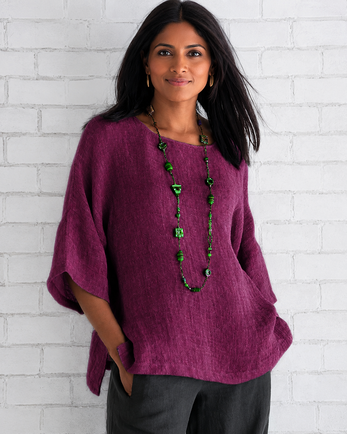 Natalina - Blusa con Cuello Redondo Elegante