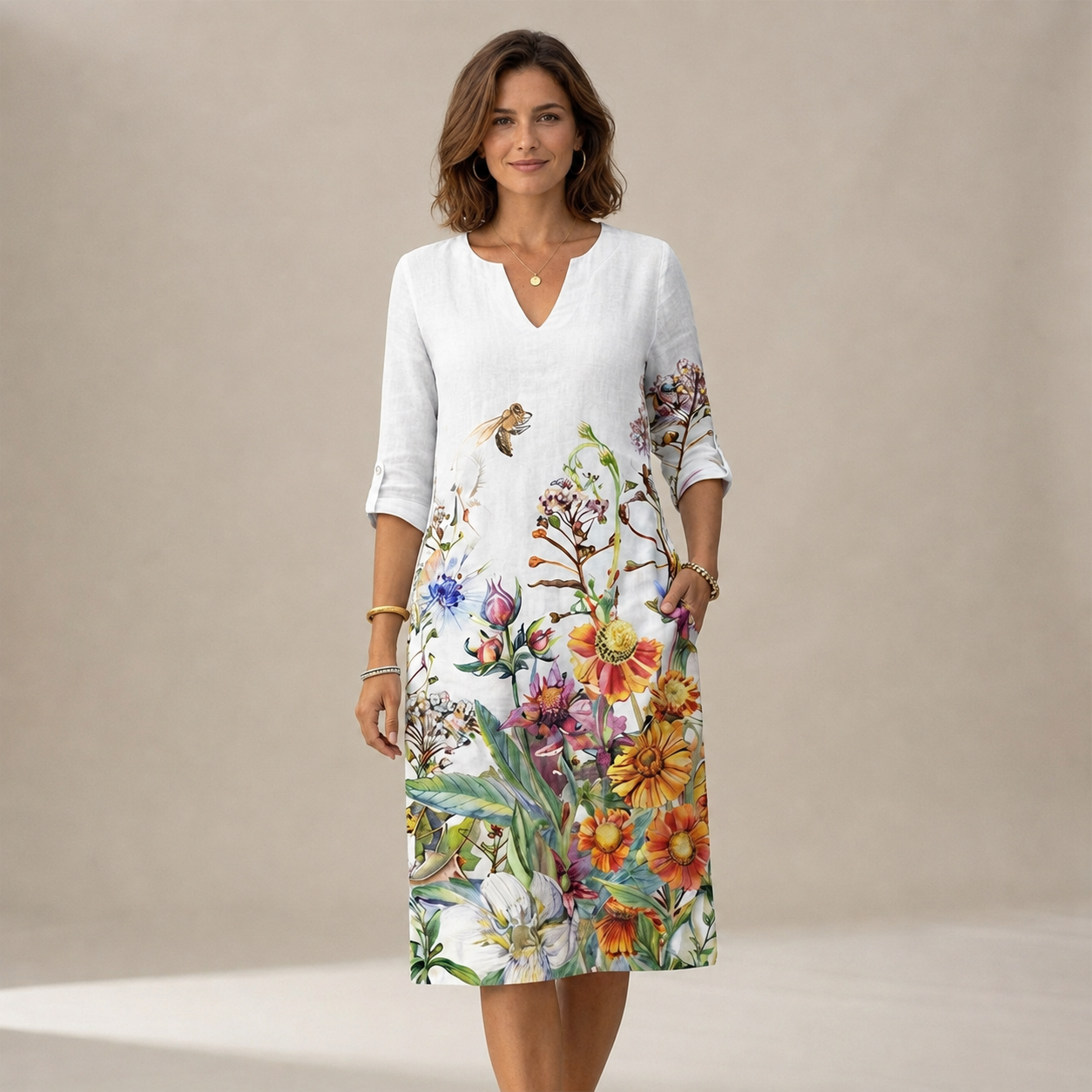 Ninna - Vestido Elegante y Fluido con Cuello en V