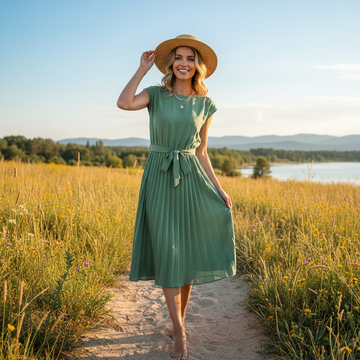 Jelica - Vestido Midi Sofisticado con Pliegues