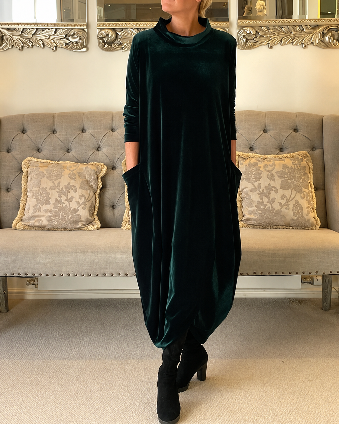 Zalinia - Elegante Vestido con Cuello Redondo