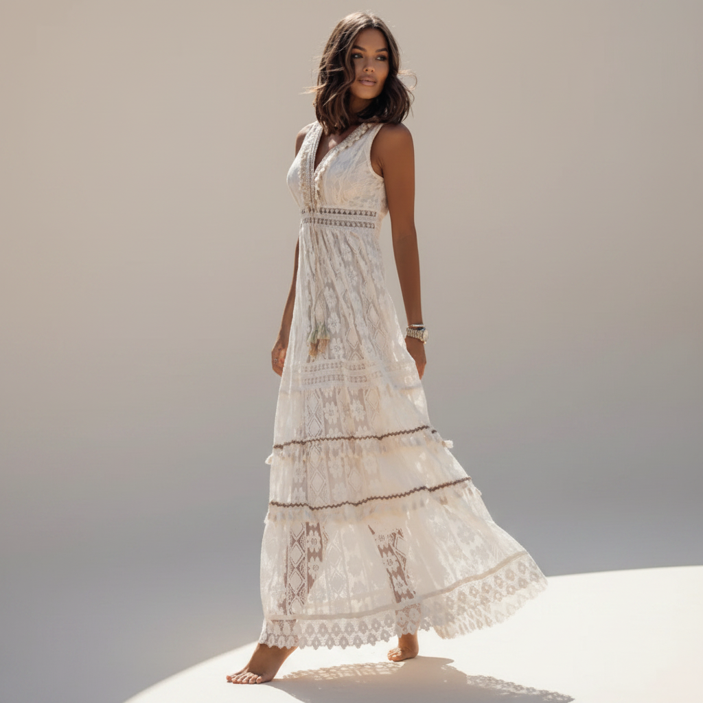 Barbarra - Vestido Elegante de Cintura Alta