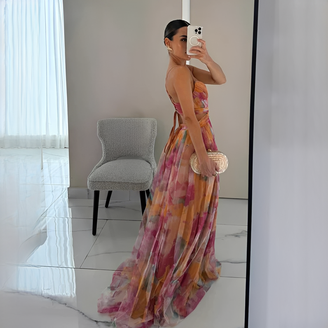 Darrisha - Maxi vestido elegante con cintura cruzada
