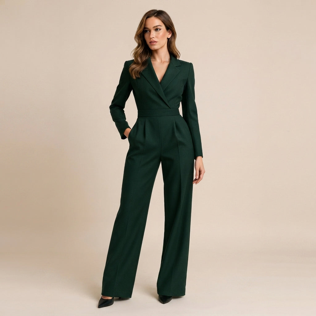 Elnaz - Mono Elegante con Escote en V y Piernas Anchas