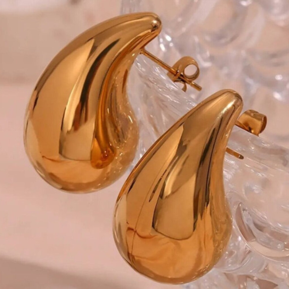 Pendientes Chunky Waterdrop - Pendientes grandes de oro