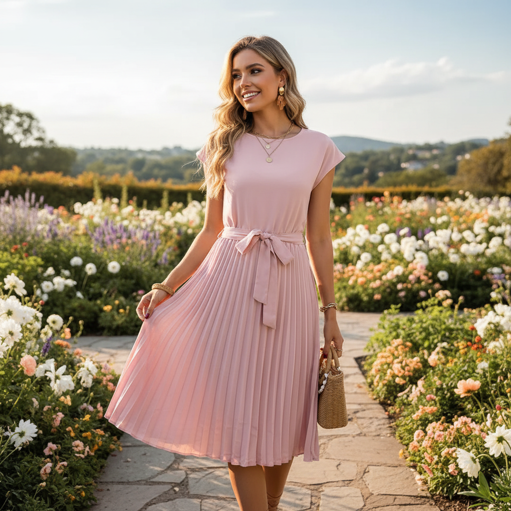 Jelica - Vestido Midi Sofisticado con Pliegues