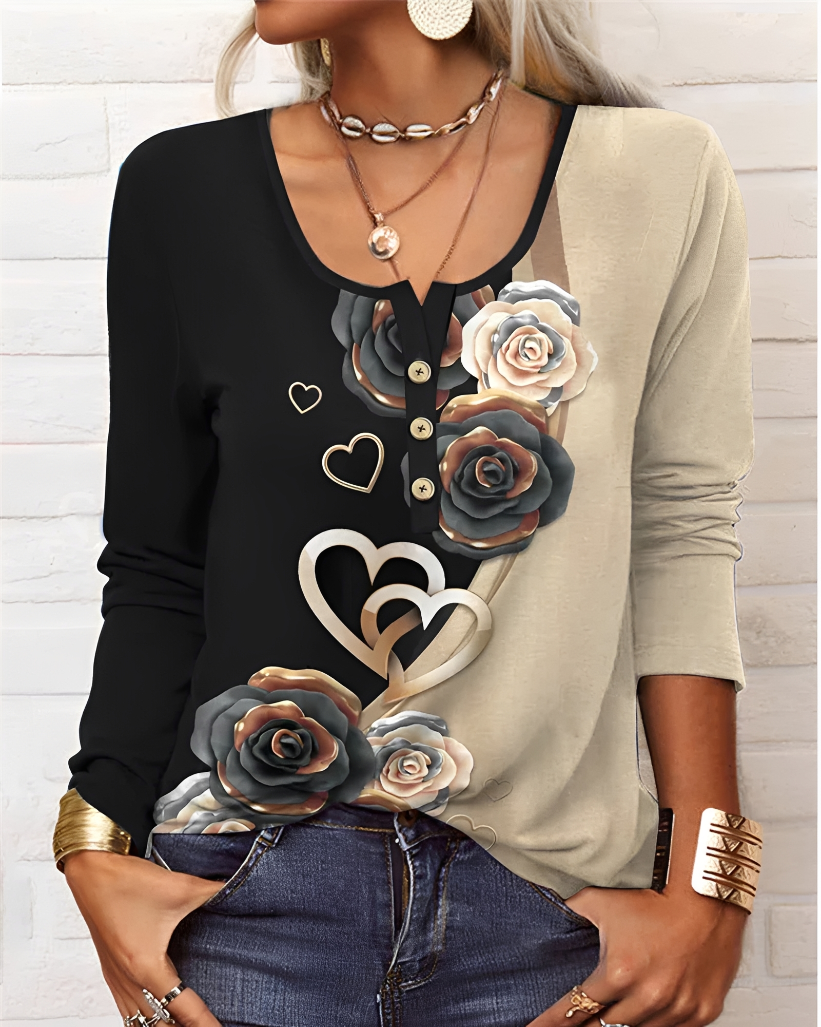 Alejandra - Blusa Estilosa con Medio Botón